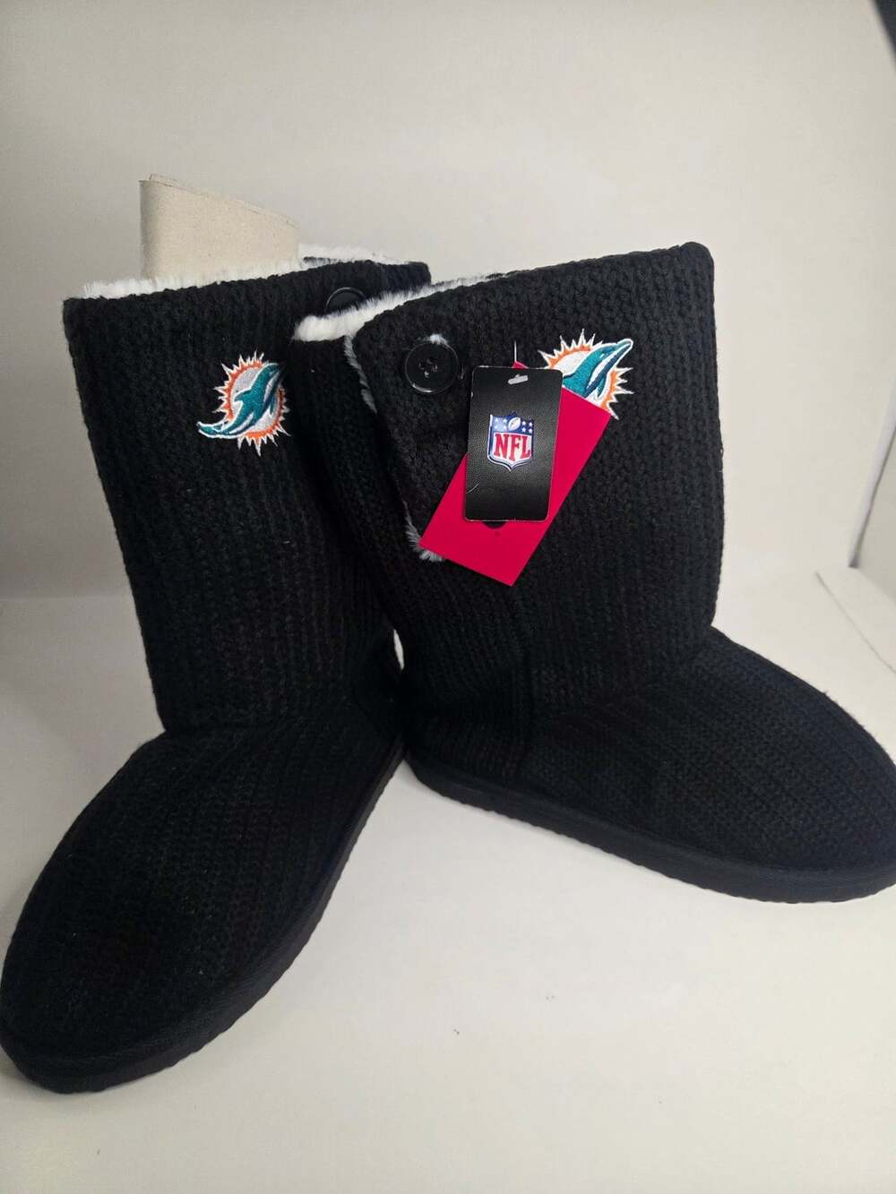 NFL Miami Dolphins Knit Button Boots Black
